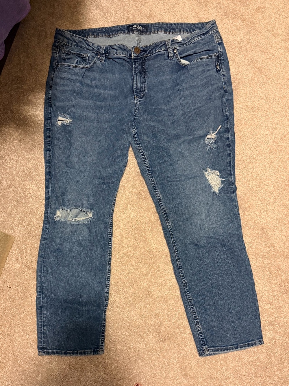 Silver Boot Cut Jeans in Medium Blue Denim Size 20/27
